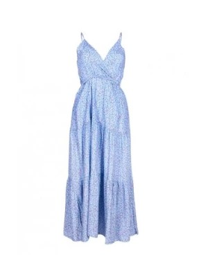 Zdjęcie produktu Sukienka damska letnia długa na ramiączka kwiaty niebieska Yoclub