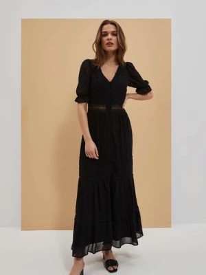 Zdjęcie produktu Sukienka długa z krótkim rękawem czarna Moodo