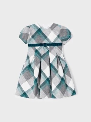 Zdjęcie produktu Sukienka dziewczęca w kratę z krótkim rękawem - niebieska Mayoral