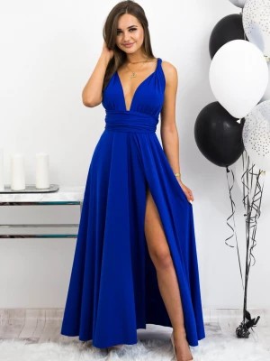 Zdjęcie produktu Niebieska długa sukienka wiązana na wiele sposobów Elegant PERFE