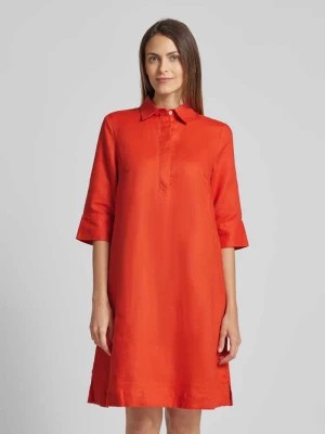 Zdjęcie produktu Sukienka koszulowa o długości do kolan z lnu w jednolitym kolorze Christian Berg Woman