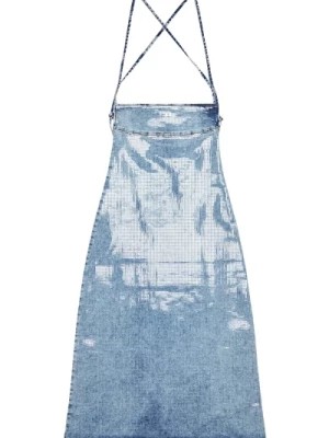 Zdjęcie produktu Sukienka midi na ramiączkach w dżinsie z cekinami Diesel