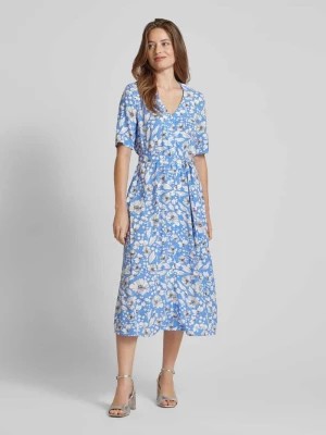 Zdjęcie produktu Sukienka midi z kwiatowym wzorem i wiązanym paskiem Christian Berg Woman Selection