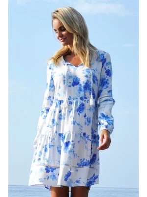 Zdjęcie produktu Bleu d'Azur Sukienka "Mykonos" w kolorze niebiesko-białym rozmiar: 36