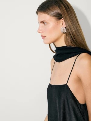 Zdjęcie produktu Sukienka Na Ramiączkach Średniej Długości Z Ramii - Czarny - - Massimo Dutti - Kobieta