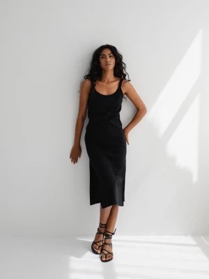 Zdjęcie produktu Sukienka na ramiączkach z prążkowanej dzianiny w kolorze TOTALLY BLACK - CARMEN-XS/S Marsala