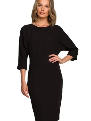 Zdjęcie produktu Sukienka ołówkowa z nietoperzowymi rękawami 3/4 klasyczna czarna Stylove