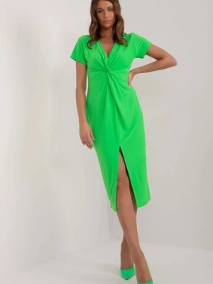 Zdjęcie produktu Sukienka ołówkowa z rozcięciem jasno zielona
