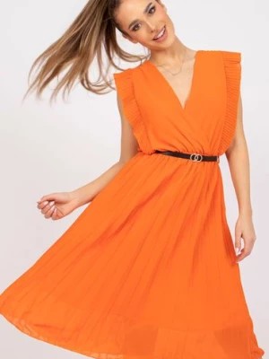 Zdjęcie produktu Sukienka plisowana - pomarańczowa Italy Moda
