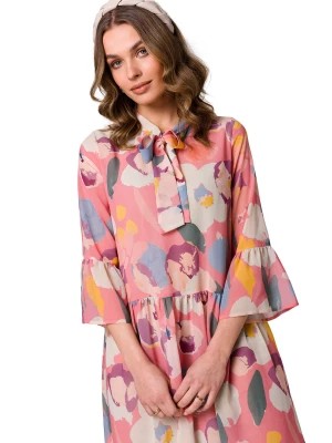 Zdjęcie produktu Sukienka rozkloszowana szyfonowa z dekoltem V pastelowa Stylove
