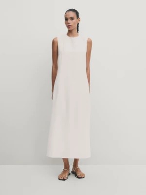 Zdjęcie produktu Sukienka Średniej Długości Ze Skrzyżowanymi Ramiączkami Na Plecach - Biały - - Massimo Dutti - Kobieta