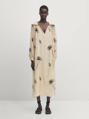 Zdjęcie produktu Sukienka W Haftowany Wzór - Opalony - - Massimo Dutti - Kobieta