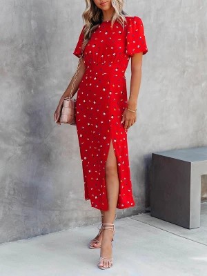 Zdjęcie produktu Milan Kiss Sukienka w kolorze czerwono-biaÅ‚o-Å¼Ã³Å‚tym rozmiar: XL