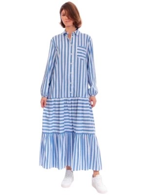 Zdjęcie produktu Sukienka w paski Jessica Biało-Niebieska Semicouture