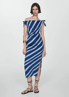 Zdjęcie produktu Sukienka w paski z odkrytymi ramionami Mango