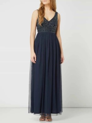 Zdjęcie produktu Sukienka wieczorowa z tiulu z ozdobnymi perełkami model ‘Kreshma’ Lace & Beads