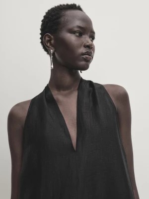 Zdjęcie produktu Sukienka Z Dekoltem W Serek I Detalem Z Tyłu - Czarny - - Massimo Dutti - Kobieta