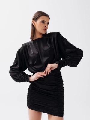 Zdjęcie produktu Sukienka z drapowaniem w kolorze czarnym - IMOGEN-S Marsala