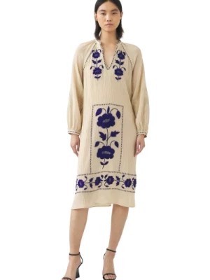 Zdjęcie produktu Sukienka z ręcznie haftowanymi detalami z jedwabiu Ila Antik Batik