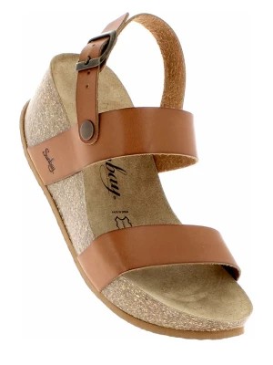 Zdjęcie produktu Sunbay Skórzane sandały w kolorze jasnobrązowym na koturnie rozmiar: 40