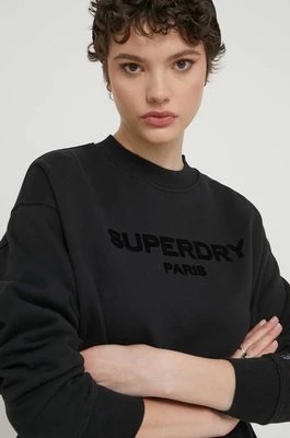 Zdjęcie produktu Superdry bluza bawełniana damska kolor czarny z nadrukiem
