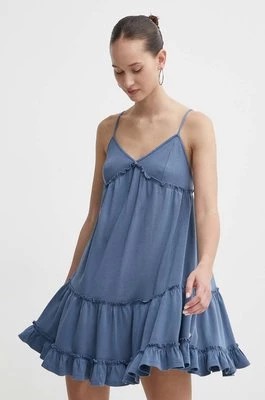 Zdjęcie produktu Superdry sukienka bawełniana kolor niebieski mini rozkloszowana