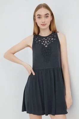 Zdjęcie produktu Superdry sukienka z domieszką lnu kolor szary mini rozkloszowana