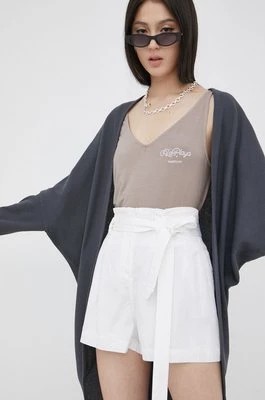 Zdjęcie produktu Superdry szorty damskie kolor biały gładkie high waist