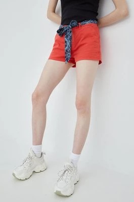 Zdjęcie produktu Superdry szorty damskie kolor czerwony gładkie medium waist