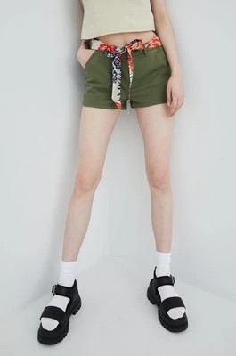 Zdjęcie produktu Superdry szorty damskie kolor zielony gładkie medium waist