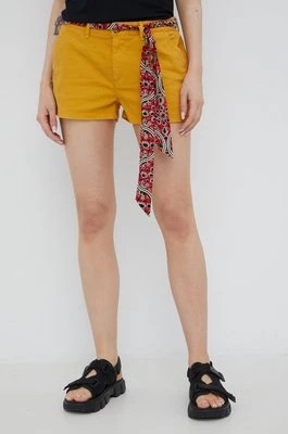 Zdjęcie produktu Superdry szorty damskie kolor żółty gładkie medium waist
