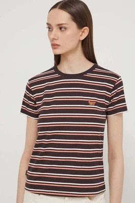 Zdjęcie produktu Superdry t-shirt bawełniany damski kolor brązowy