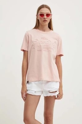 Zdjęcie produktu Superdry t-shirt bawełniany damski kolor różowy