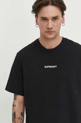 Zdjęcie produktu Superdry t-shirt bawełniany męski kolor czarny z aplikacją