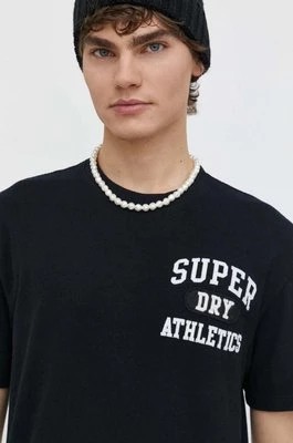 Zdjęcie produktu Superdry t-shirt bawełniany męski kolor czarny z aplikacją