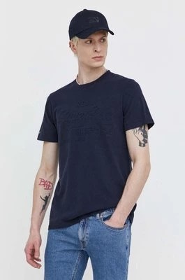 Zdjęcie produktu Superdry t-shirt bawełniany męski kolor granatowy z aplikacją