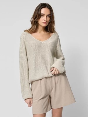Zdjęcie produktu Sweter bawełniany damski - kremowy OUTHORN