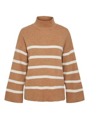 Zdjęcie produktu Pieces Sweter "Nuska" w kolorze karmelowo-białym rozmiar: XL