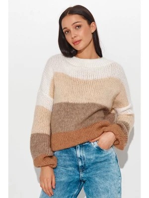 Zdjęcie produktu numinou Sweter w kolorze kremowo-beżowo-brązowym ze wzorem rozmiar: onesize