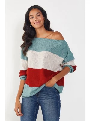 Zdjęcie produktu Milan Kiss Sweter w kolorze turkusowo-biało-czerwonym rozmiar: M