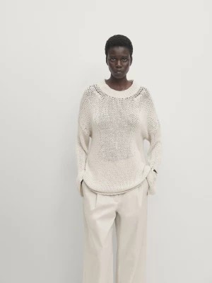 Zdjęcie produktu Sweter Z Dzianiny Z Okrągłym Dekoltem - Surowy - - Massimo Dutti - Kobieta
