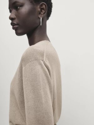 Zdjęcie produktu Sweter Z Gładkiej Dzianiny Z Okrągłym Dekoltem - Sprany - - Massimo Dutti - Kobieta