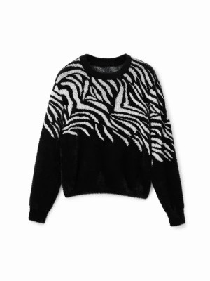 Zdjęcie produktu Sweter z motywem zebry ze sztucznego futra Desigual