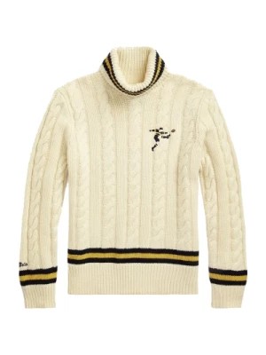 Zdjęcie produktu Sweter z Wzorem Kablowym i Golfem z Włókien Wełnianych z Haftem Rugby Ralph Lauren