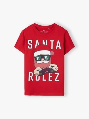 Zdjęcie produktu Świąteczny t-shirt chłopięcy - Santa Rulez Lincoln & Sharks by 5.10.15.