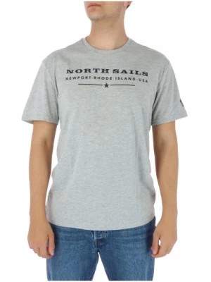 Zdjęcie produktu Szara Bawełniana Koszulka, Krótkie Rękawy, Okrągły Dekolt North Sails