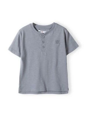 Zdjęcie produktu Szara koszulka bawełniana chłopięca z ozdobnymi guzikami Minoti