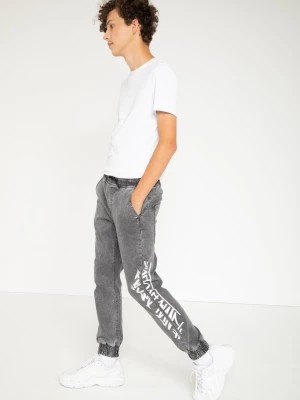 Zdjęcie produktu Szare jeansowe spodnie typu jogger