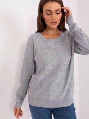 Zdjęcie produktu Szary sweter damski klasyczny z długim rękawem