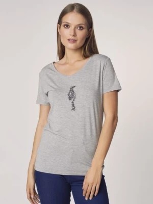 Zdjęcie produktu Szary T-shirt damski z wilgą OCHNIK